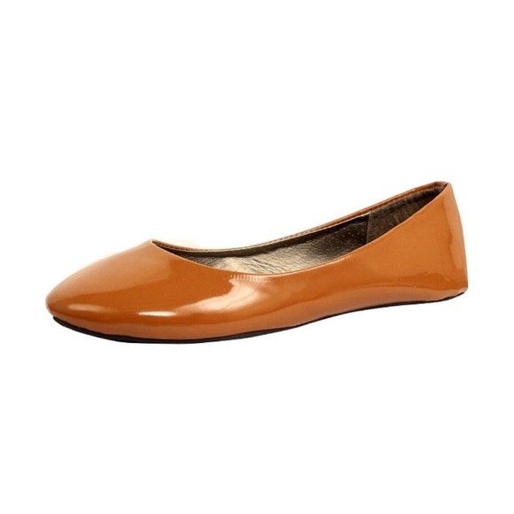 Round Toe Classic Ballet Flats Warm Tan Patent - Picture 3 of 4